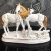 Resin White Gold Horse Pair Statue Showpiece
