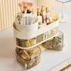 Multi Compartment Cosmetic Container Countertop Cosmetic Box Large Capacity Makeup Perfume Organizer With Rotating Barrel