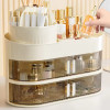 Multi Compartment Cosmetic Container Countertop Cosmetic Box Large Capacity Makeup Perfume Organizer With Rotating Barrel