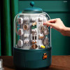 360 Rotating Jewelry Organizer Cosmetic Storage Box Earring Necklace Display Transparent Makeup Desktop Organizer For Woman
