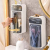 Wall Mounted Makeup Brush Organiser with Drawers Bathroom Storage Rack Cosmetics 360° Rotating Flip Top Holder
