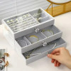 3 Layers Velvet Jewelry Storage Box with 3 Drawers Acrylic Display Necklace Earrings Bracelets Organizer Clear Lid Holder Case