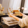 3 Layers Velvet Jewelry Storage Box with 3 Drawers Acrylic Display Necklace Earrings Bracelets Organizer Clear Lid Holder Case