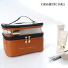 Double layer PU cosmetic bag large capacity portable storage bag waterproof travel toiletry bag