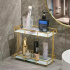 2 Tier Luxury Metal tray for skin care and makeup product organizer
