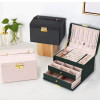 3 Layer Leather Jewellery Organizer With Mirror