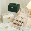 3 Layer Leather Jewellery Organizer With Mirror
