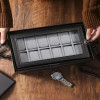 12 Slot PU Leather Lockable Watch Storage Boxes, Men & Women's Jewelry Display Drawer Case, 2-tier Organizer