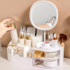 Desktop Cosmetic Storage Box With LED Mirror