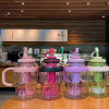 Cute Portable Straw Water Bottle – Large Capacity 1300ml Outdoor Drink Cup with Handle and Filter