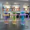 Cute Portable Straw Water Bottle – Large Capacity 1300ml Outdoor Drink Cup with Handle and Filter