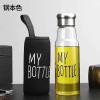 Premium Glass Water Bottle with Aluminum Cap & Stylish My Bottle Black Pouch
