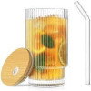 Stylish Glass Tumbler with Wooden Lid & Glass Straw
