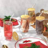 Stylish Glass Tumbler with Wooden Lid & Glass Straw