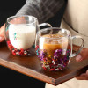Innovative Double Wall Glass Mug with Handle for Tea and Coffee - Ideal for Dry Flowers Decor