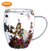 Innovative Double Wall Glass Mug with Handle for Tea and Coffee - Ideal for Dry Flowers Decor