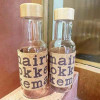Eco-Friendly Wood-Inspired Glass Water Bottle