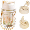 Pearl Chain Glass Water Cup, Elegant Glassware for Women, High-Quality Household Glass Cup