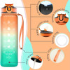 1L Large Capacity Gradient Water Bottle with Straw - Leakproof Sports Bottle with Time Marker