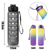 1L Large Capacity Gradient Water Bottle with Straw - Leakproof Sports Bottle with Time Marker
