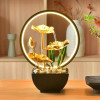 Illuminated Water Flowing Fountain with LED Ring Light